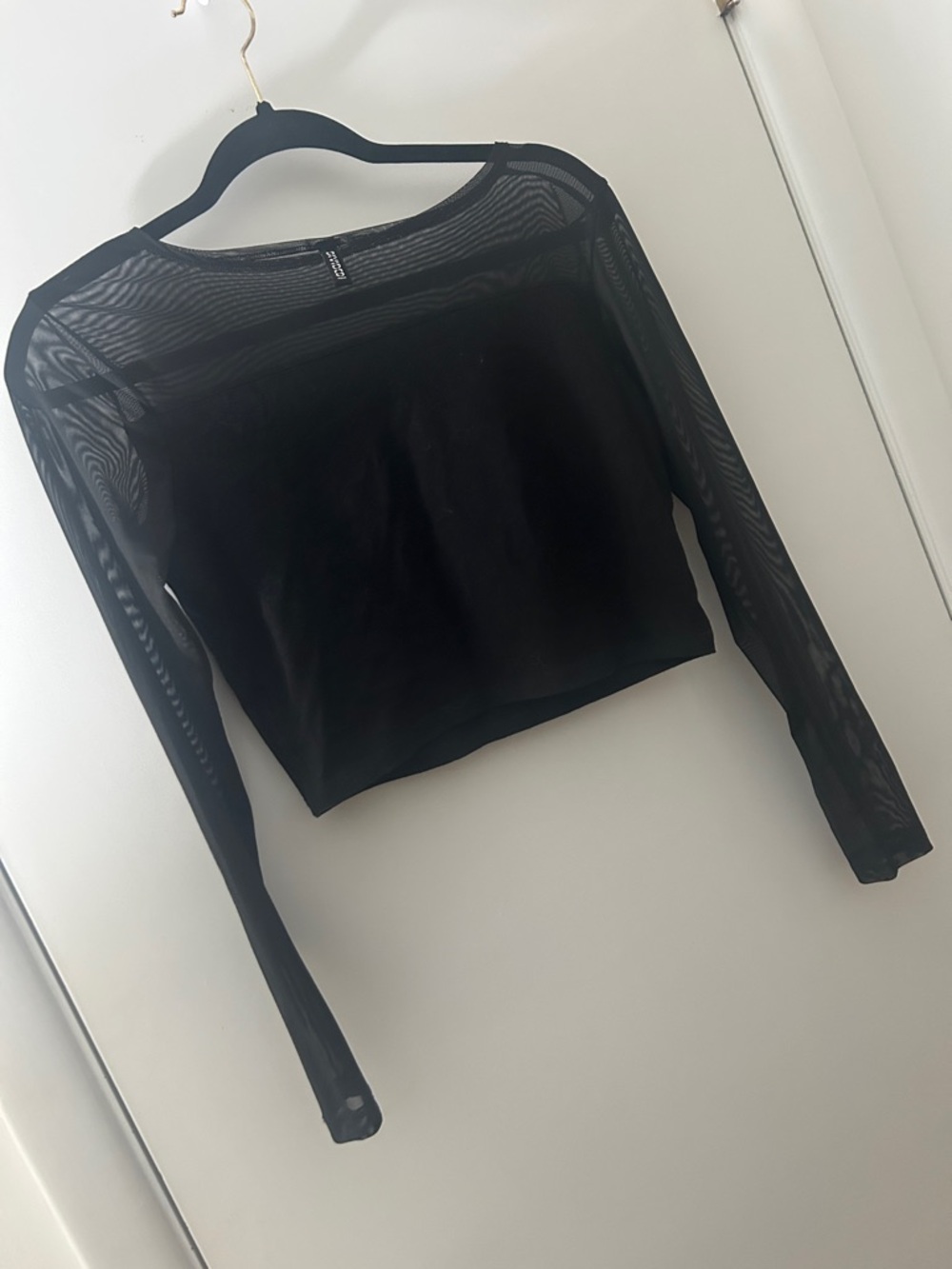 H&M Black Mesh Long-Sleeve Crop Top